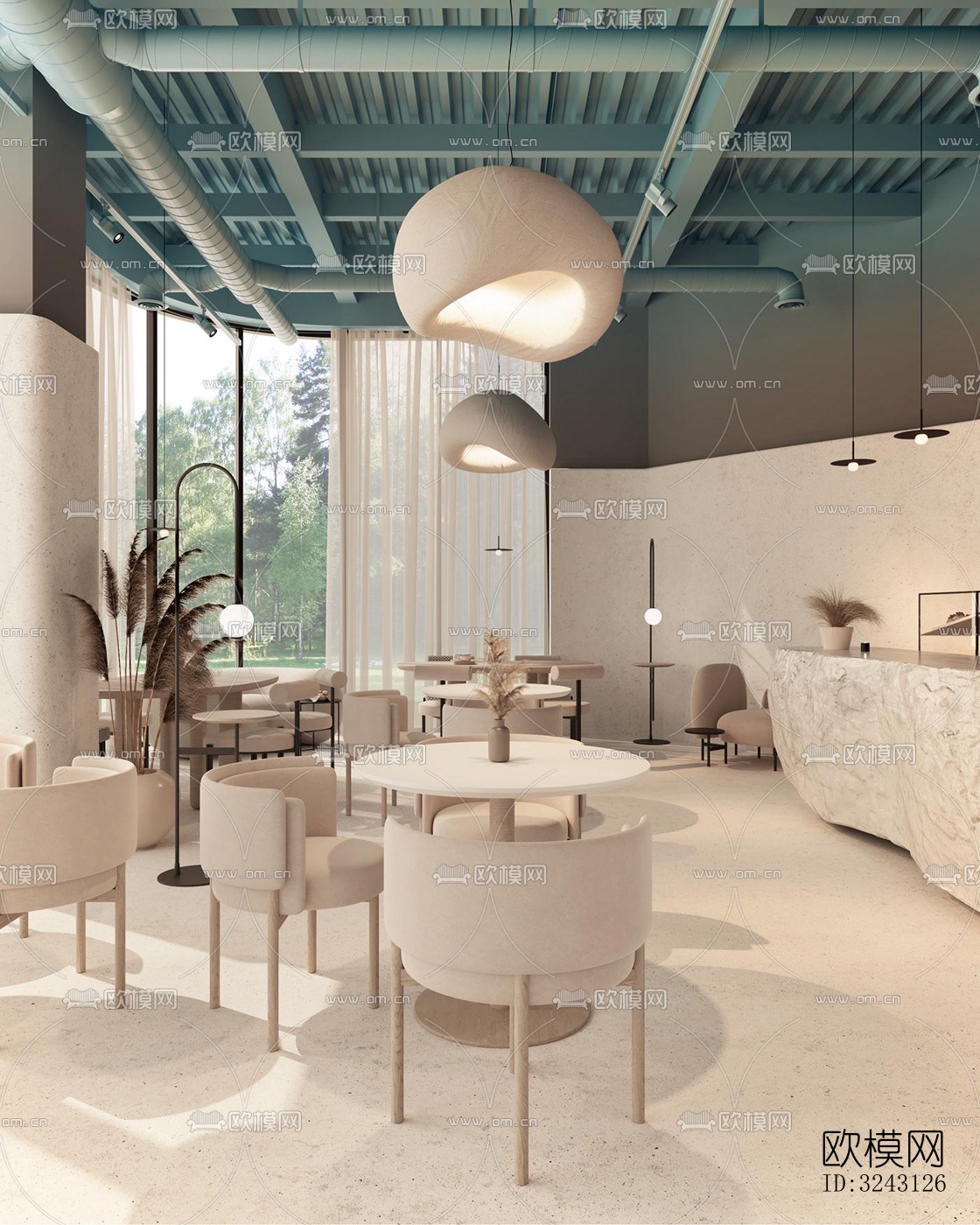 现代咖啡奶茶效果图下载（渲染图3）