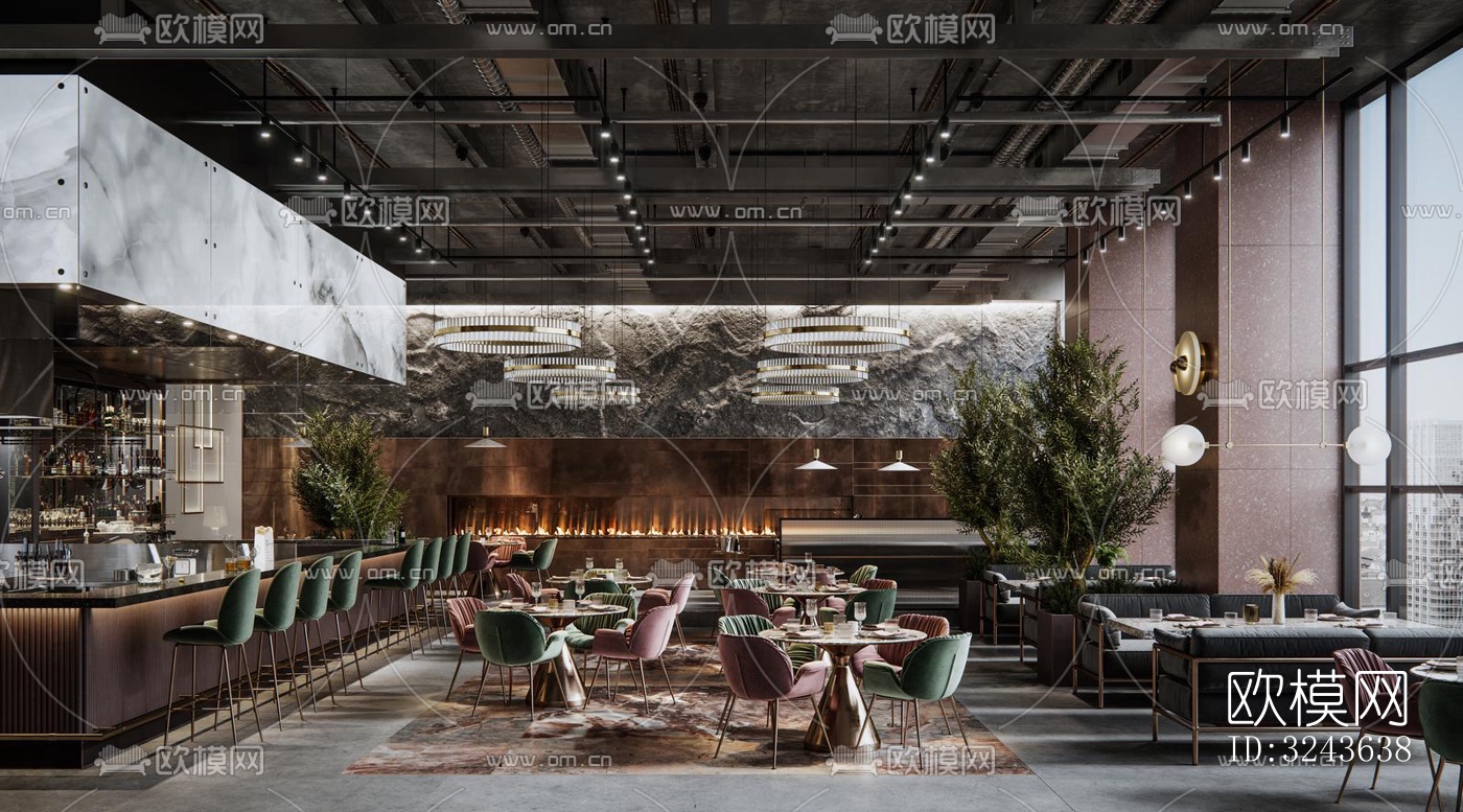 工业风西餐厅效果图下载（渲染图7）