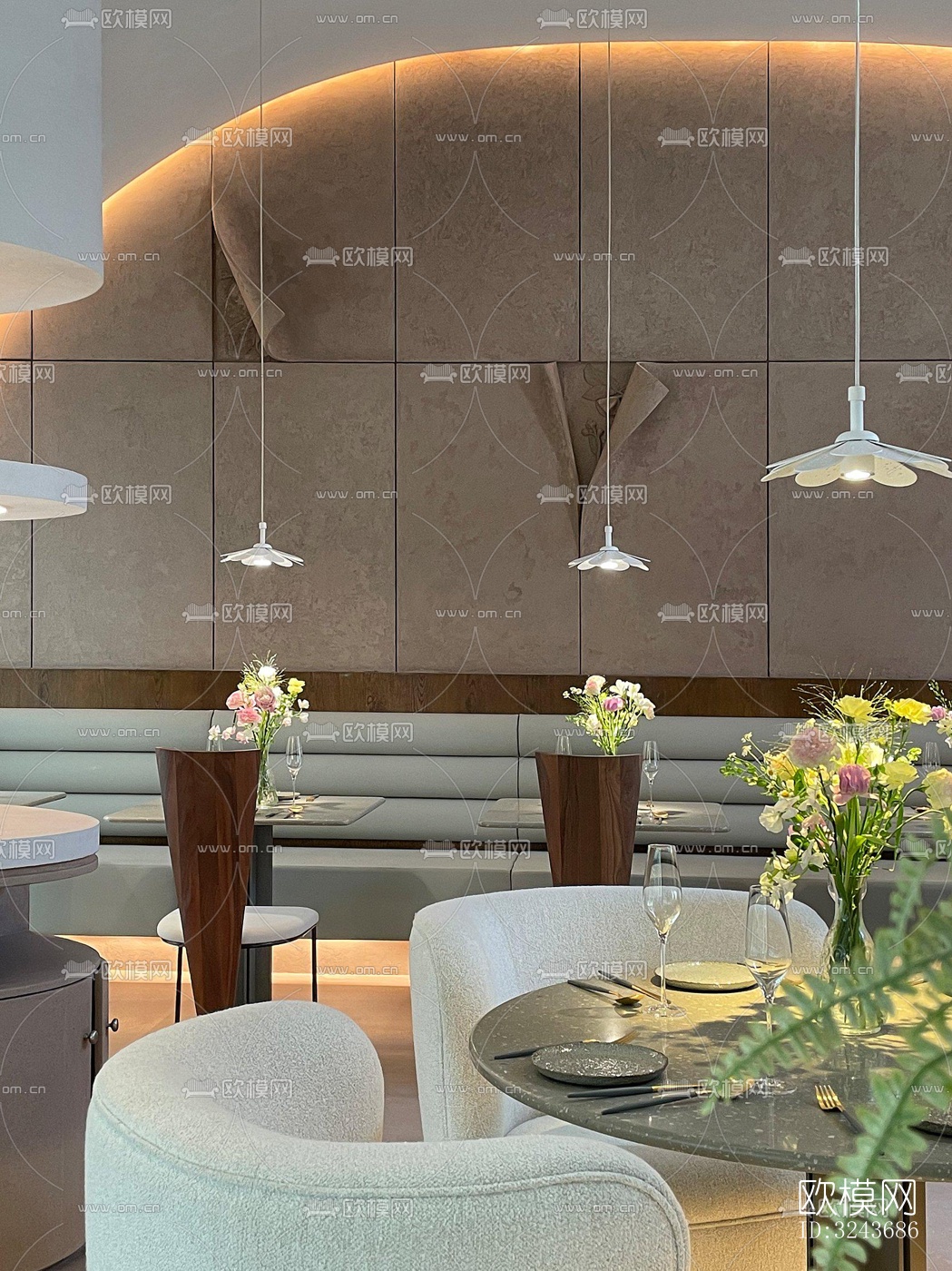 现代西餐厅效果图下载（渲染图16）