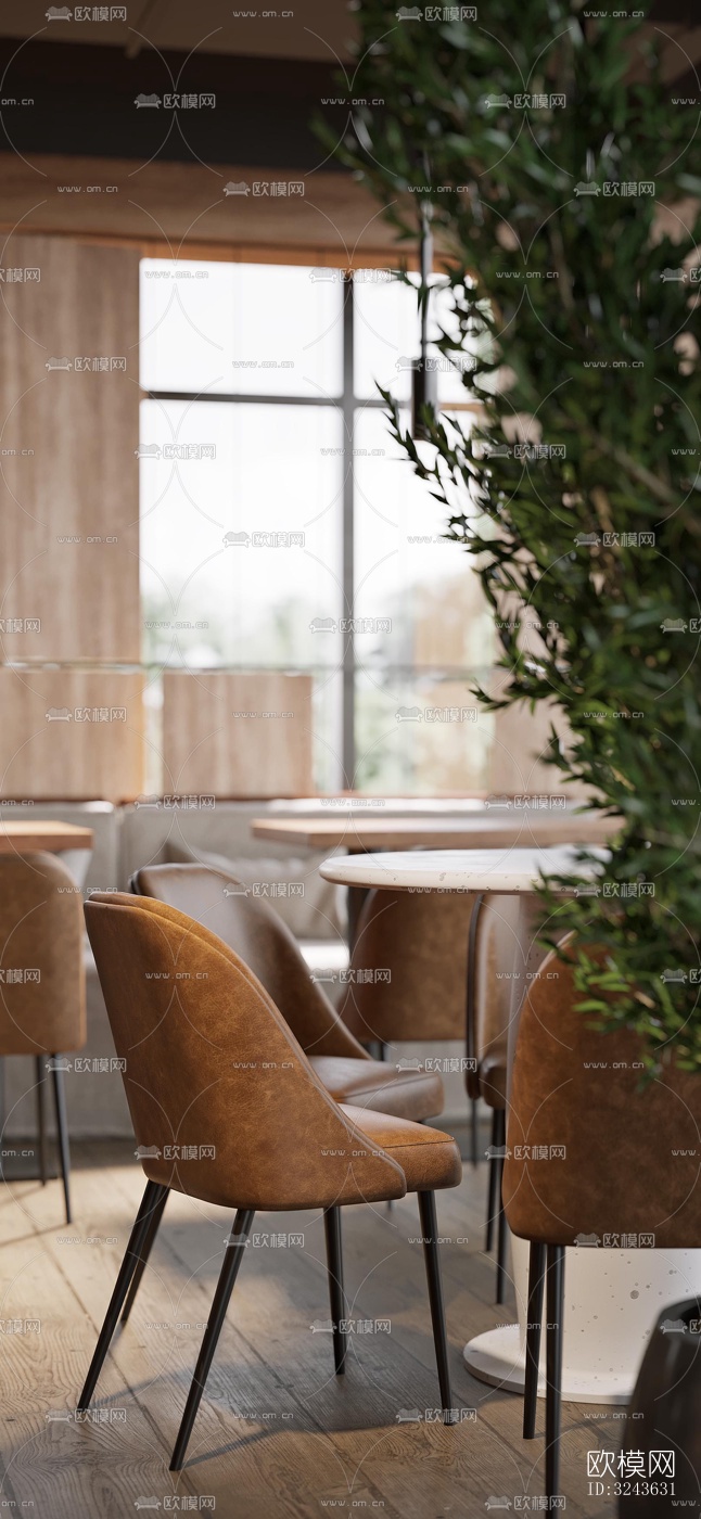 工业风西餐厅效果图下载（渲染图1）