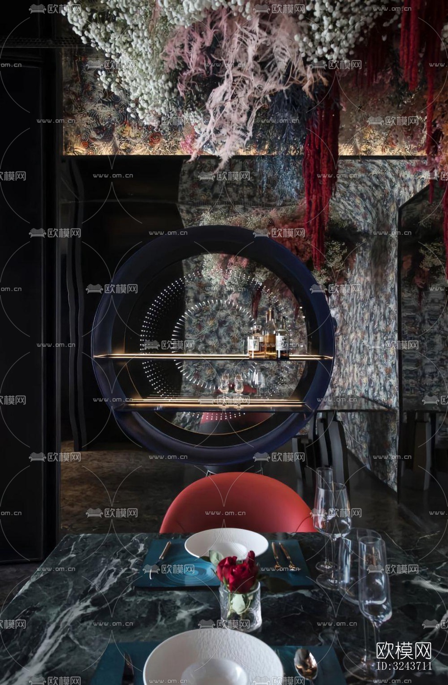 现代西餐厅效果图下载（渲染图1）