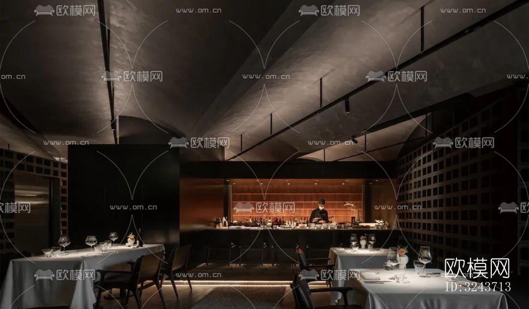 现代西餐厅效果图下载（渲染图1）