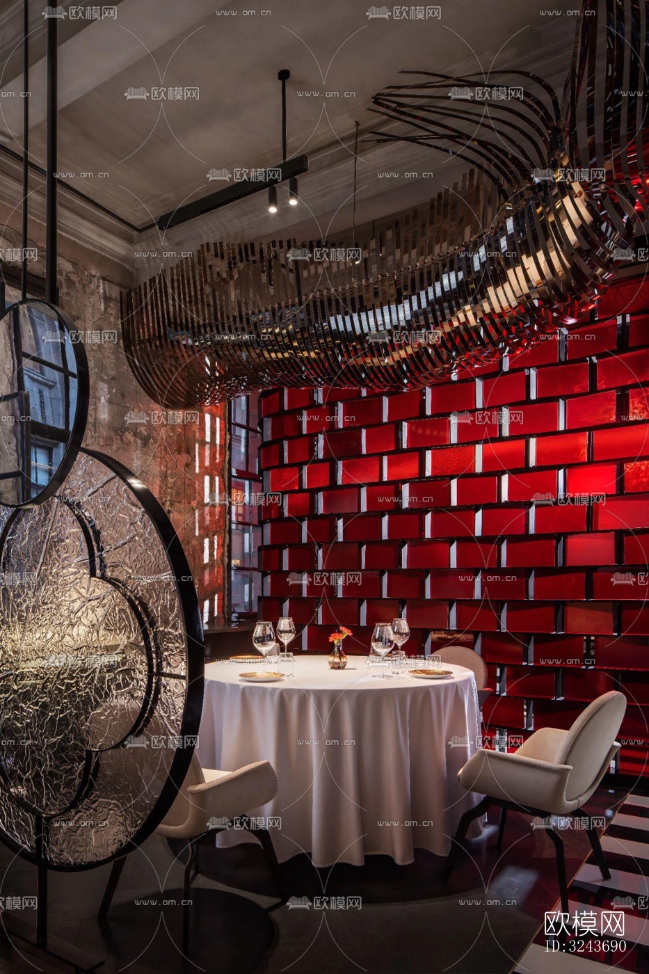 现代西餐厅效果图下载（渲染图2）