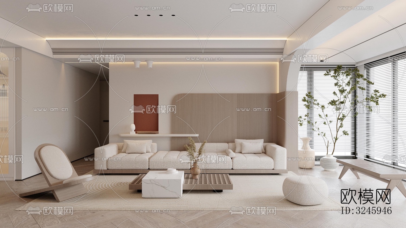 现代客餐厅效果图下载（渲染图1）