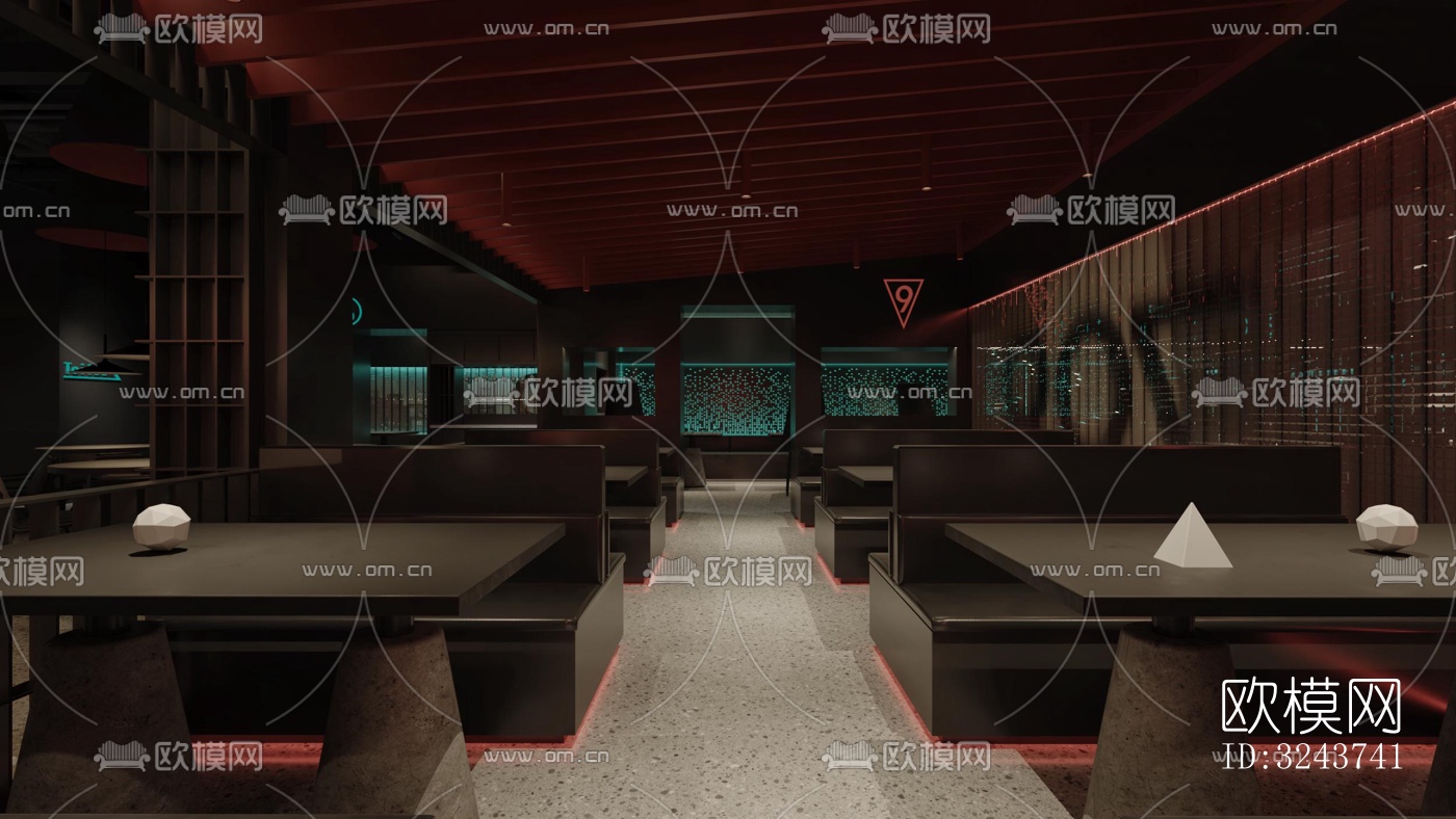 现代西餐厅效果图下载（渲染图9）