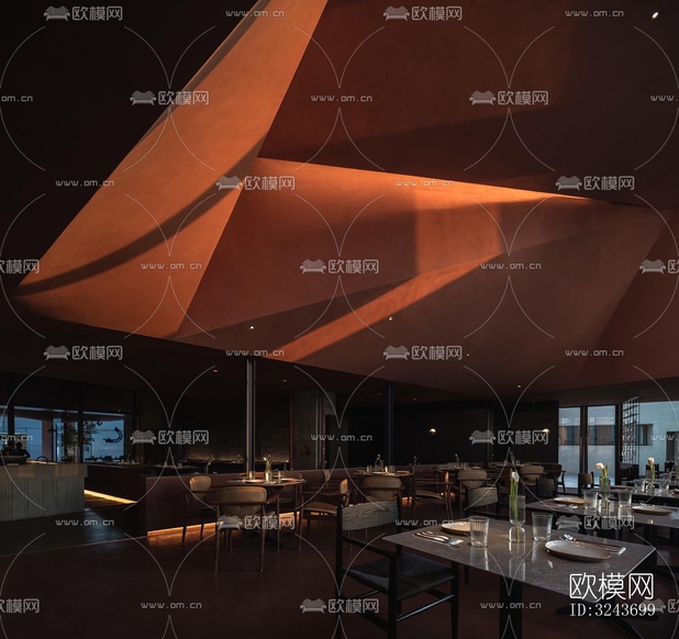 現(xiàn)代西餐廳效果圖下載(渲染圖16)