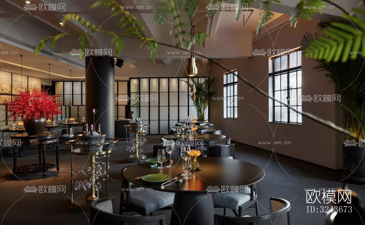 现代西餐厅效果图下载（渲染图11）