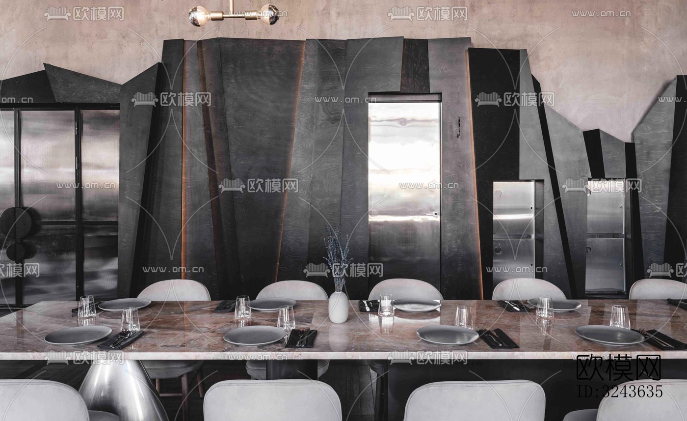 工业风西餐厅效果图下载（渲染图3）