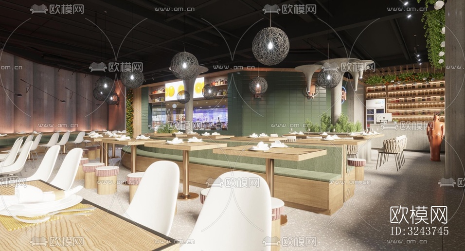 現(xiàn)代西餐廳效果圖下載(渲染圖4)