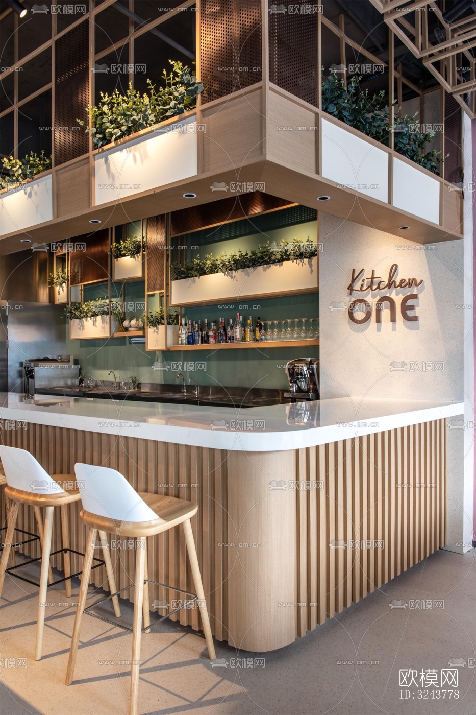 现代西餐厅效果图下载（渲染图6）