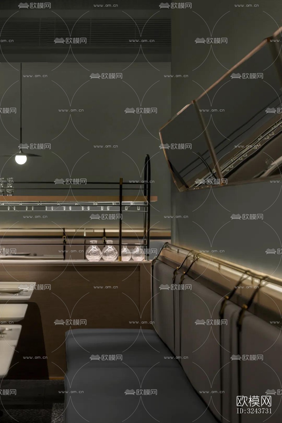 现代西餐厅效果图下载（渲染图4）