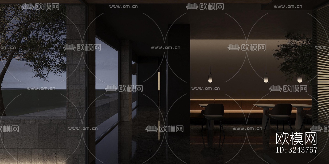 现代西餐厅效果图下载（渲染图5）