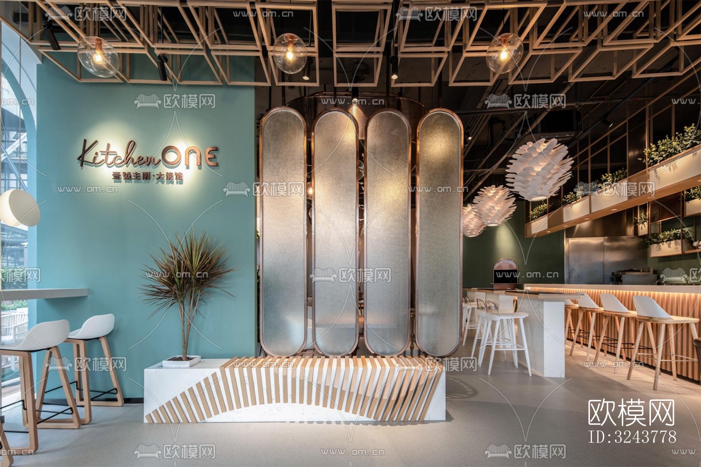 现代西餐厅效果图下载（渲染图13）