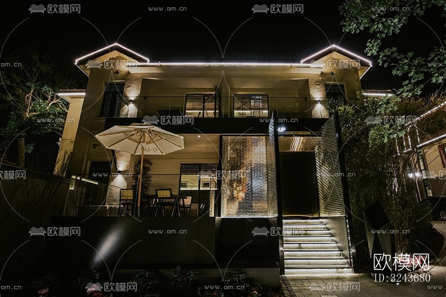 現(xiàn)代西餐廳效果圖下載(渲染圖13)