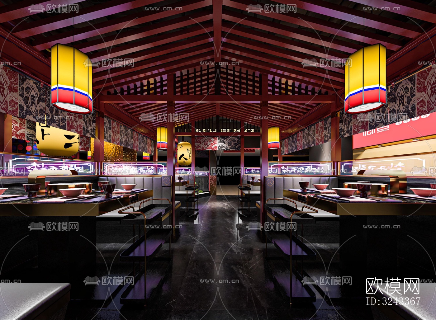 新中式火锅烤肉效果图下载（渲染图4）