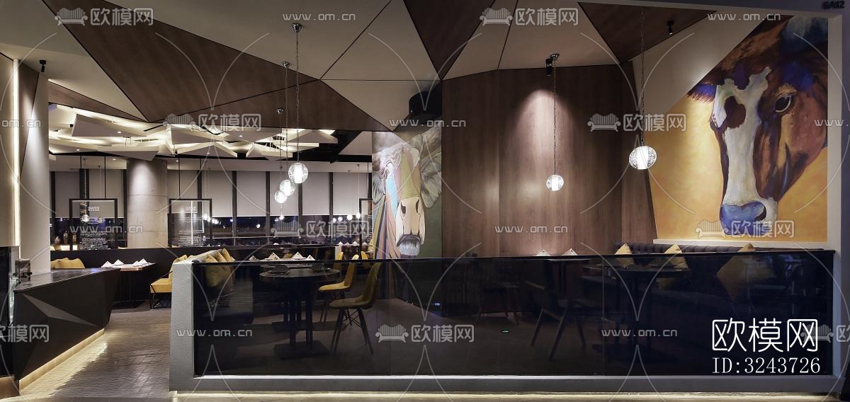 现代西餐厅效果图下载（渲染图12）