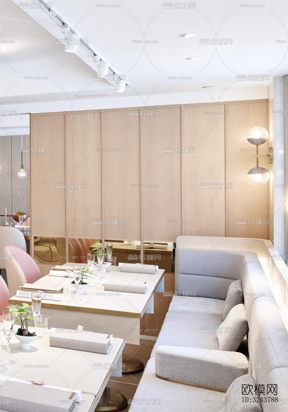 现代西餐厅效果图下载（渲染图9）