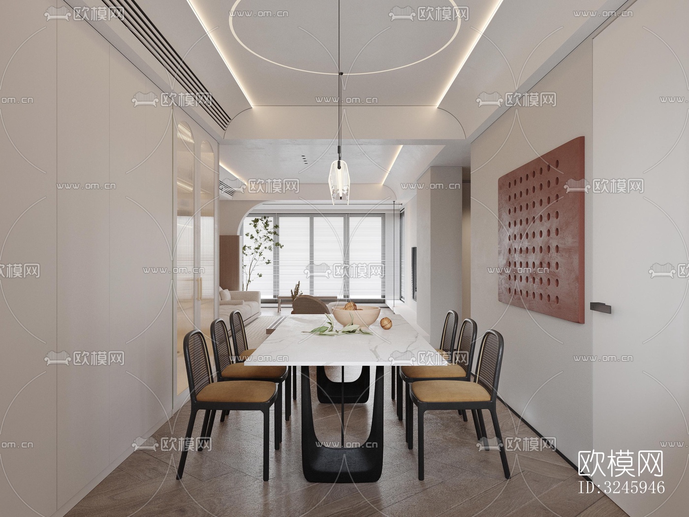 现代客餐厅效果图下载（渲染图10）