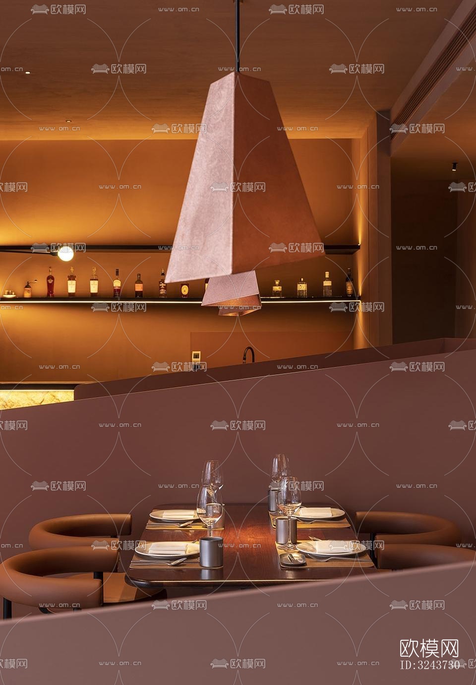 现代西餐厅效果图下载（渲染图7）