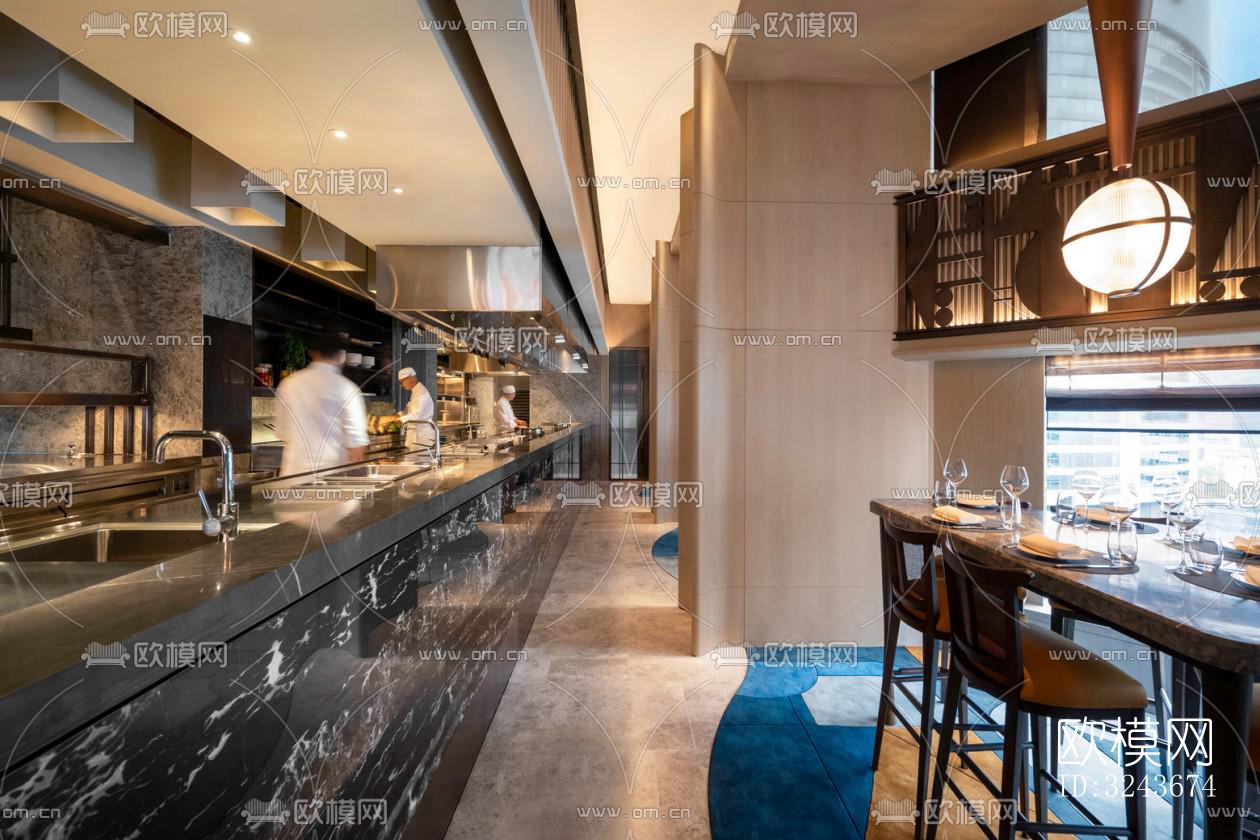 现代西餐厅效果图下载（渲染图2）