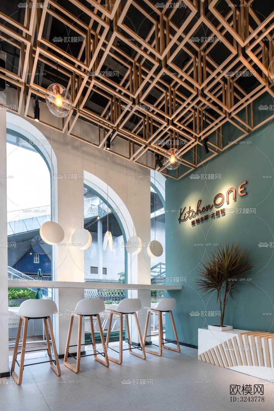 现代西餐厅效果图下载（渲染图16）