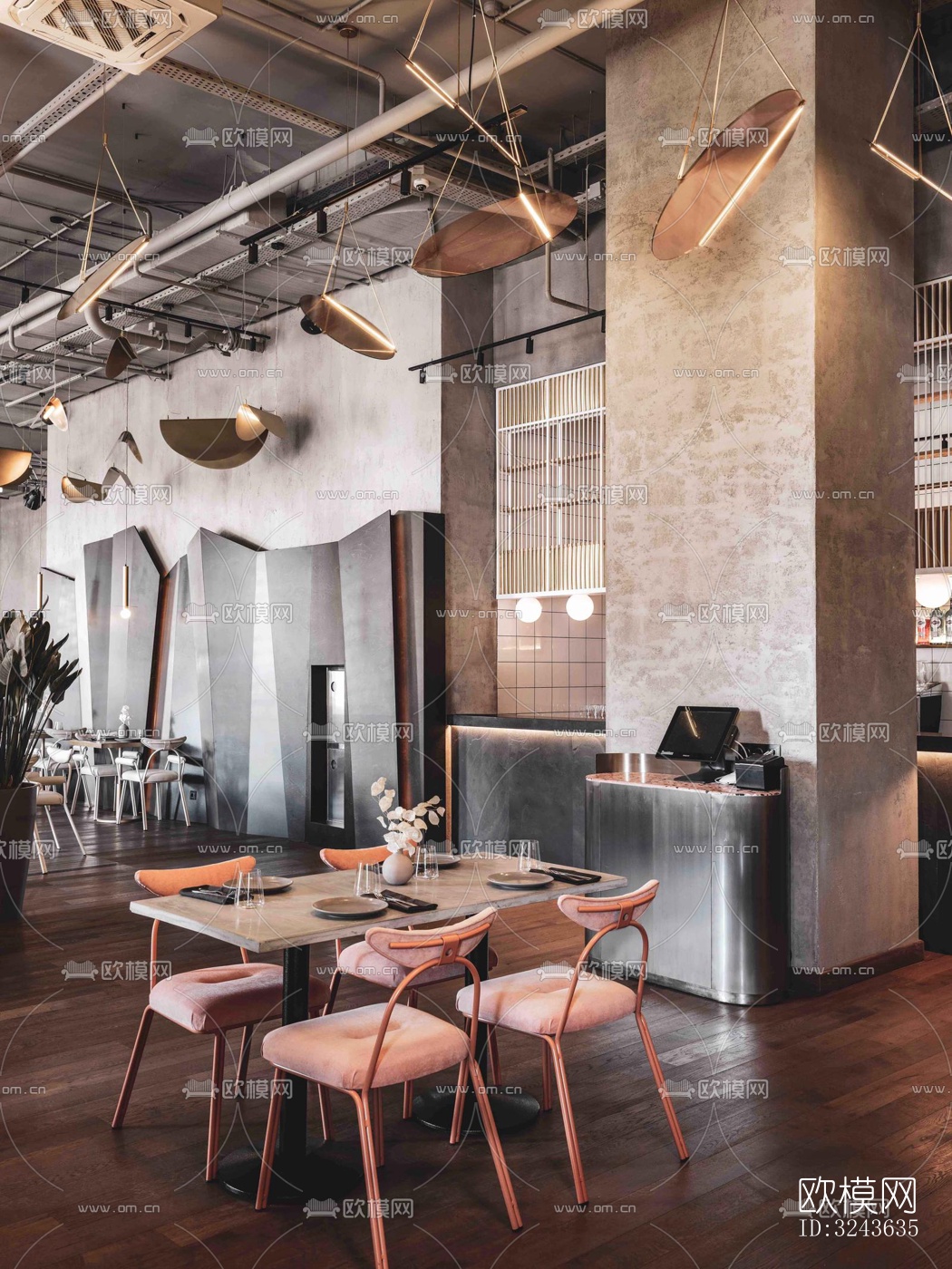 工业风西餐厅效果图下载（渲染图10）