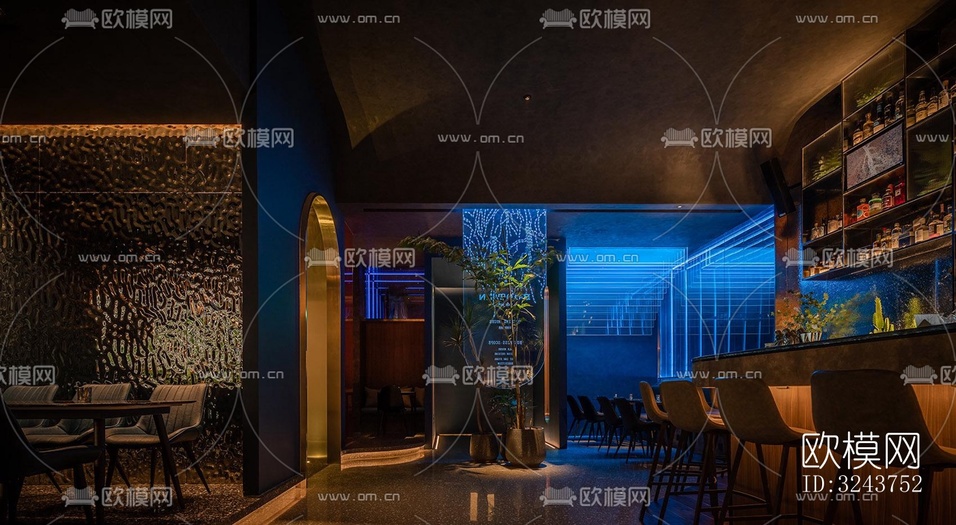 現(xiàn)代西餐廳效果圖下載(渲染圖10)
