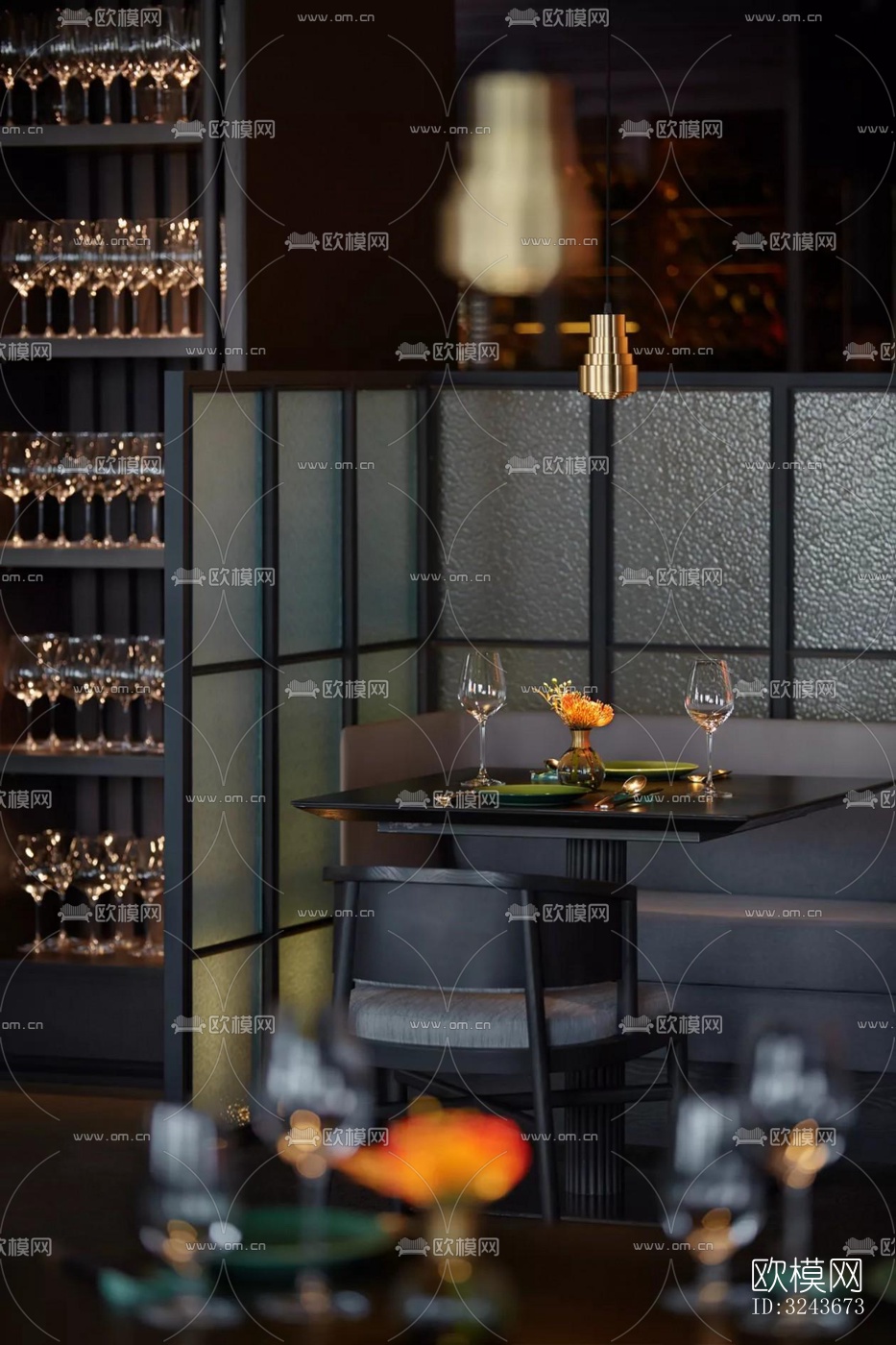 现代西餐厅效果图下载（渲染图10）
