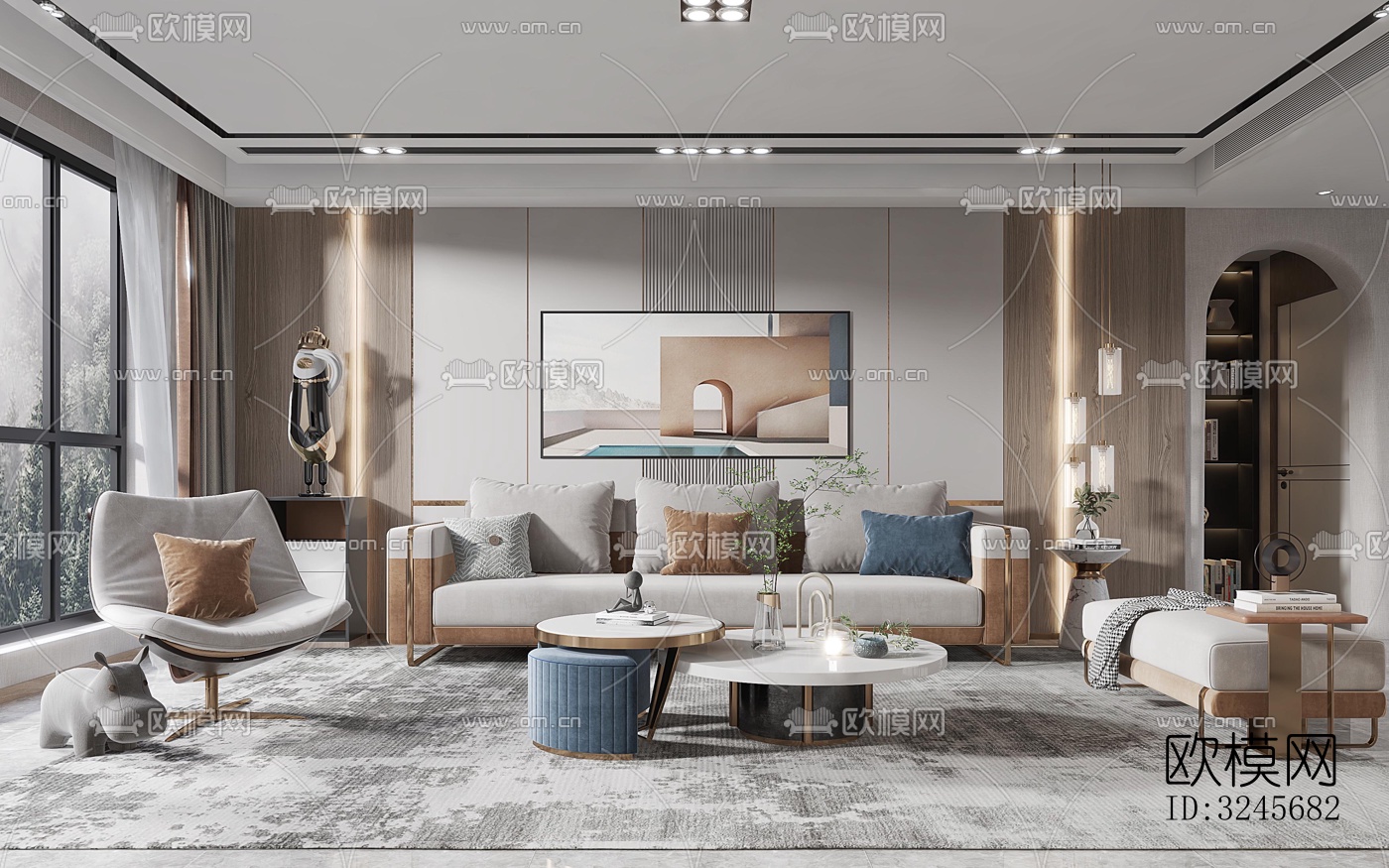 现代客厅效果图下载（渲染图1）