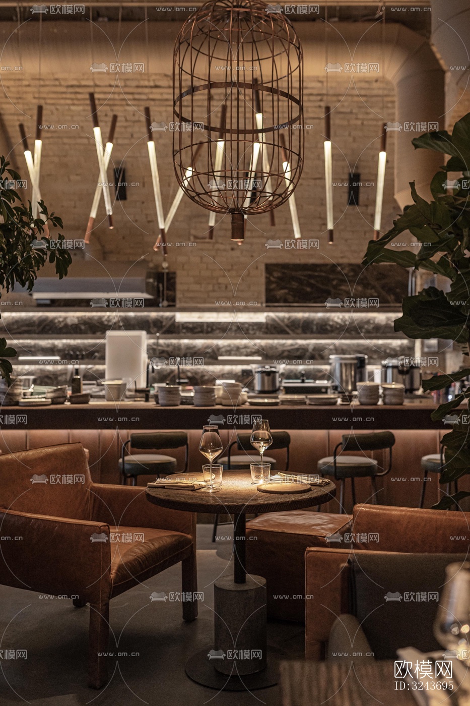 现代西餐厅效果图下载（渲染图11）