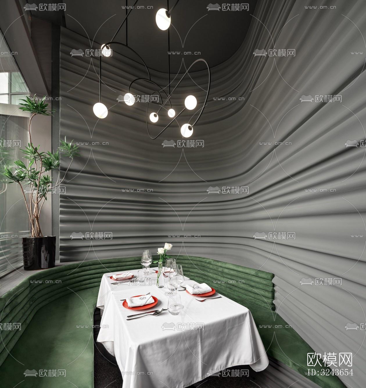 现代西餐厅效果图下载（渲染图5）