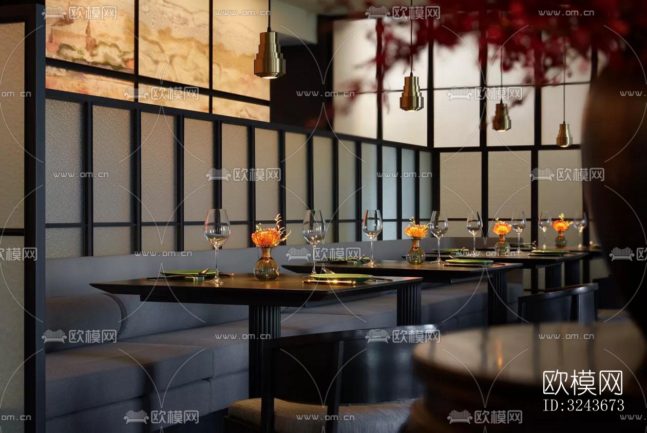 现代西餐厅效果图下载（渲染图2）