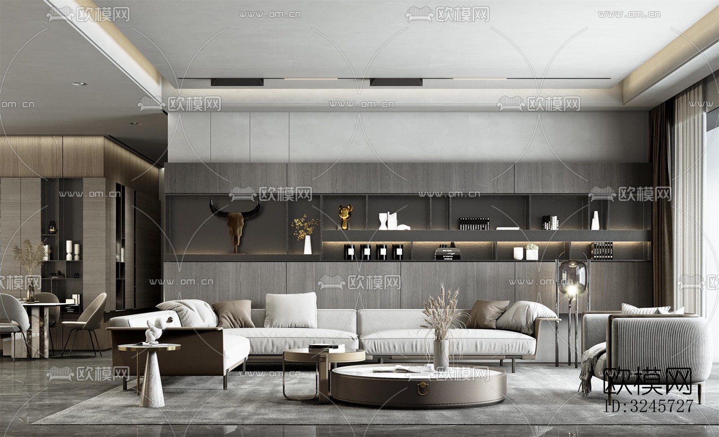 现代客厅效果图下载（渲染图2）