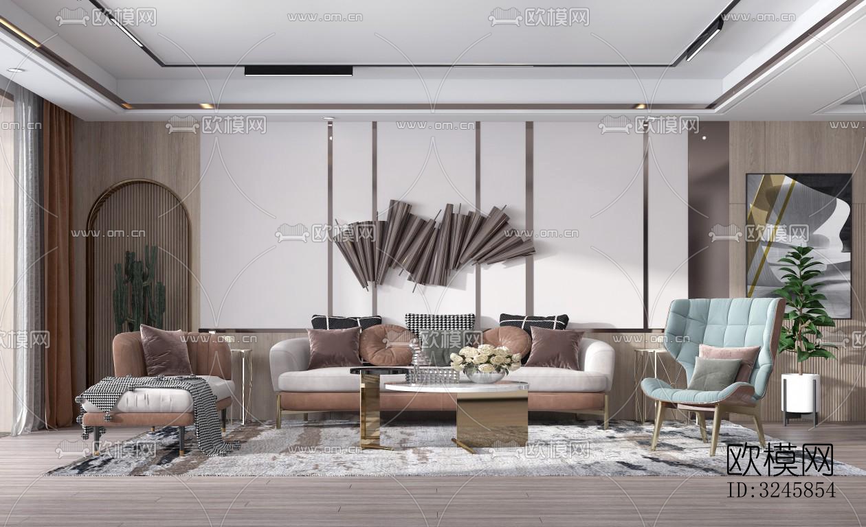 现代客厅效果图下载（渲染图5）