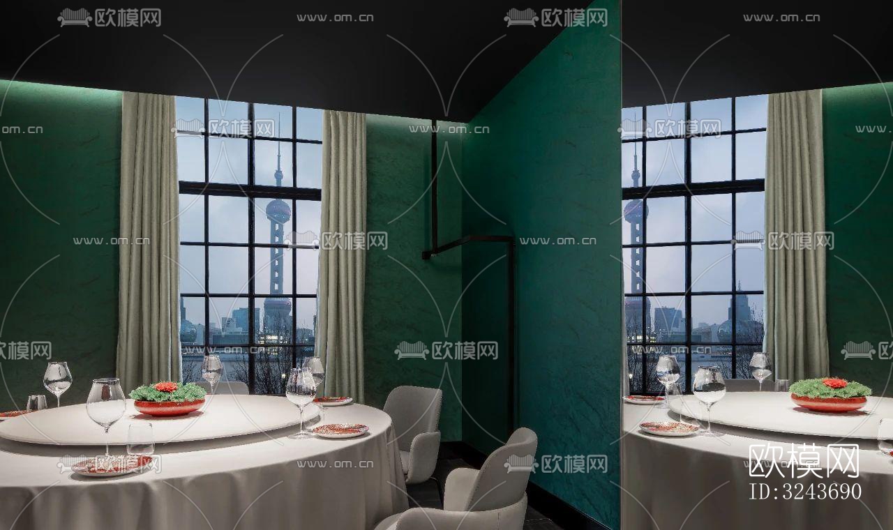 现代西餐厅效果图下载（渲染图11）