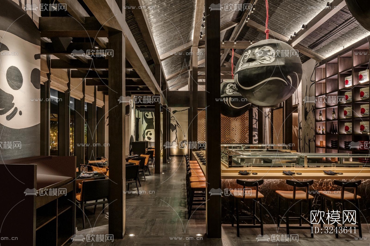 日式西餐厅效果图下载（渲染图10）