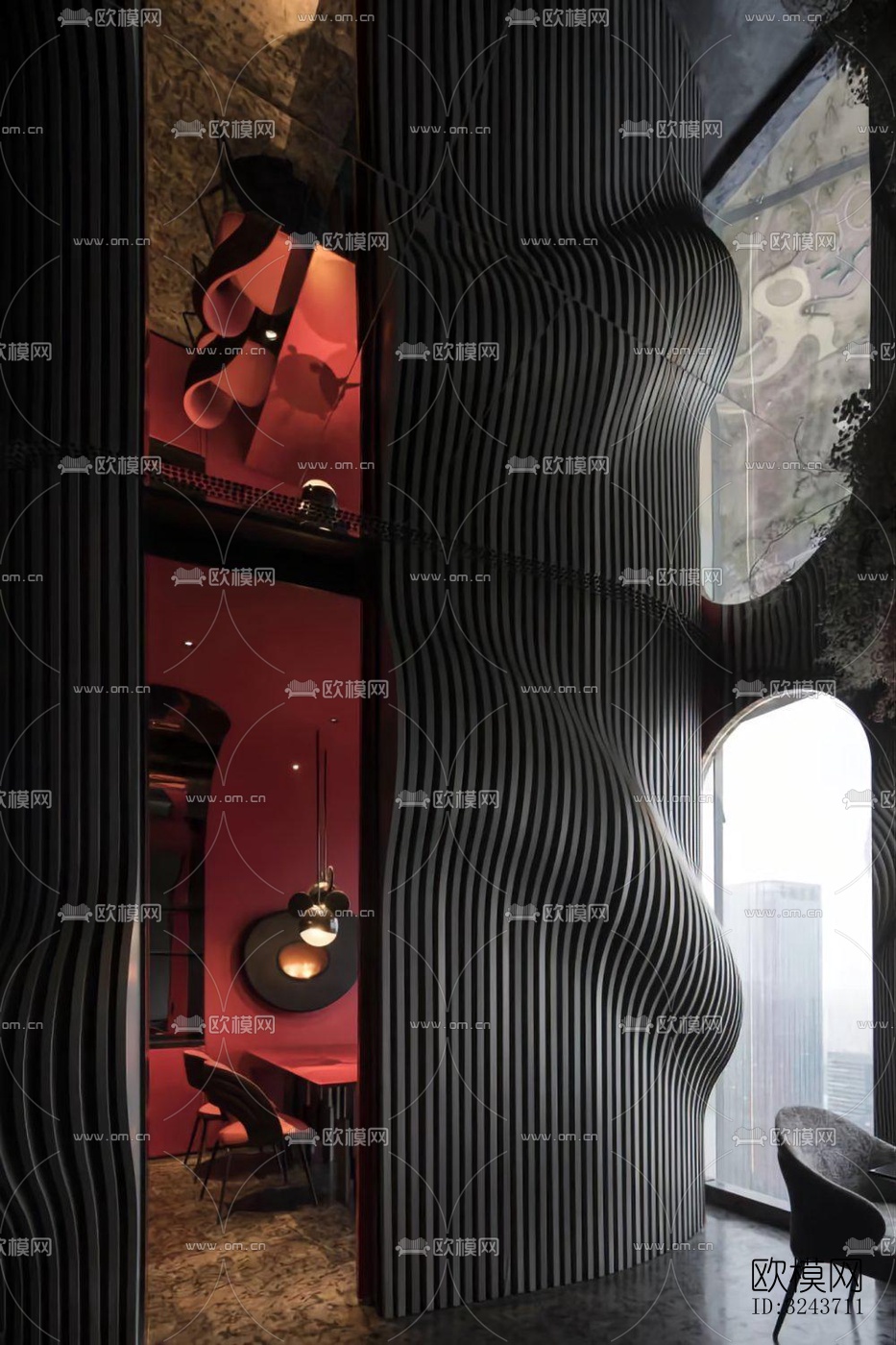 现代西餐厅效果图下载（渲染图12）