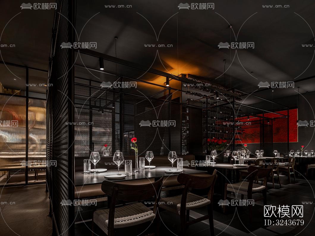 现代西餐厅效果图下载（渲染图4）