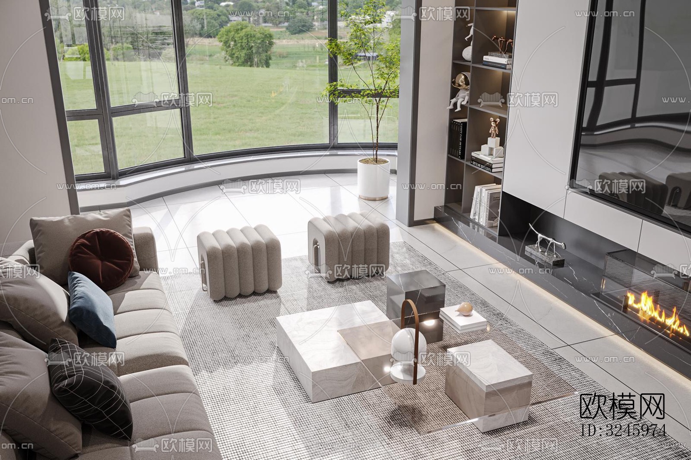 现代客餐厅效果图下载（渲染图12）