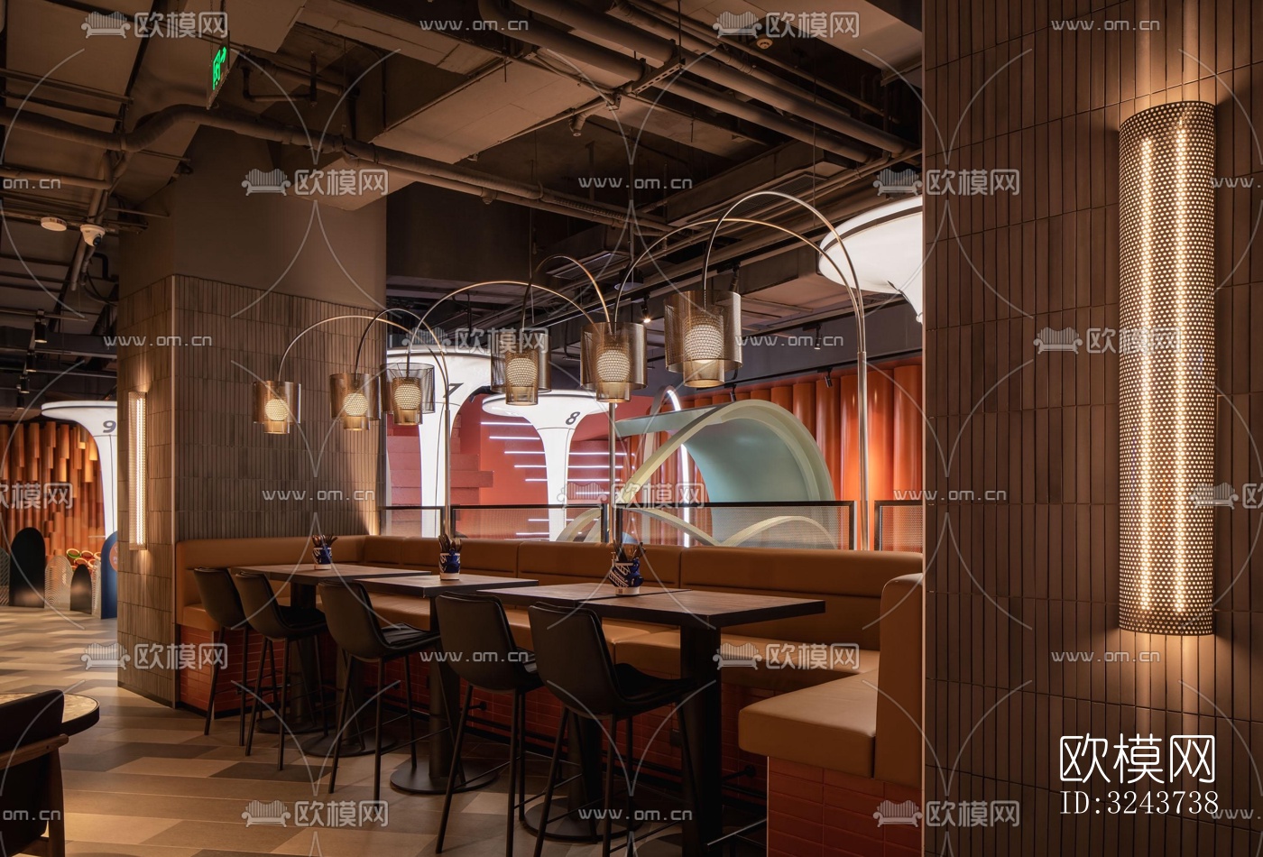 现代西餐厅效果图下载（渲染图1）