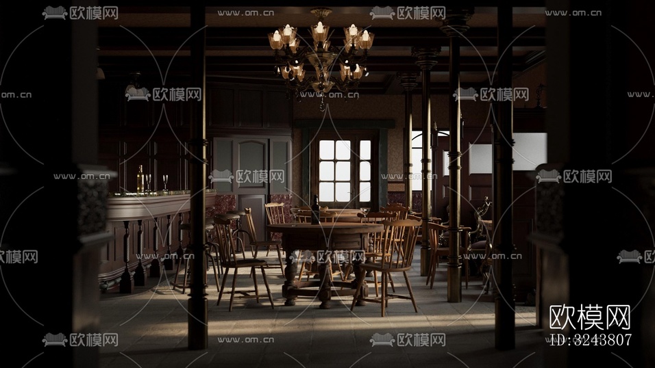 美式西餐廳效果圖下載(渲染圖6)
