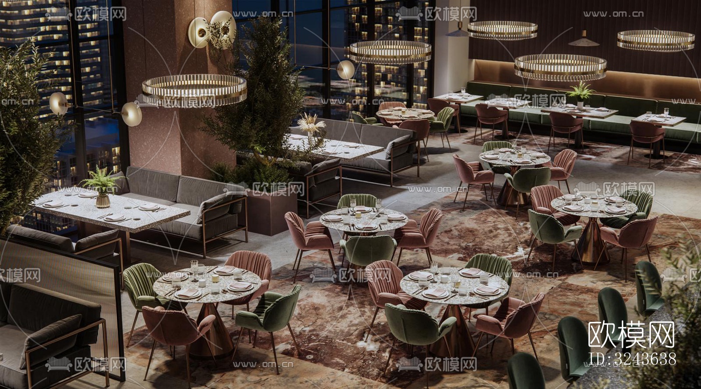 工业风西餐厅效果图下载（渲染图8）
