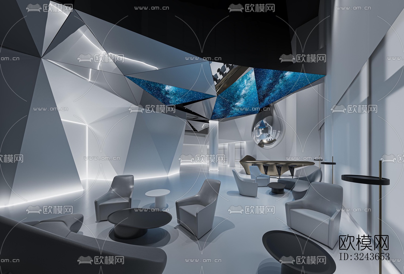 现代西餐厅效果图下载（渲染图1）