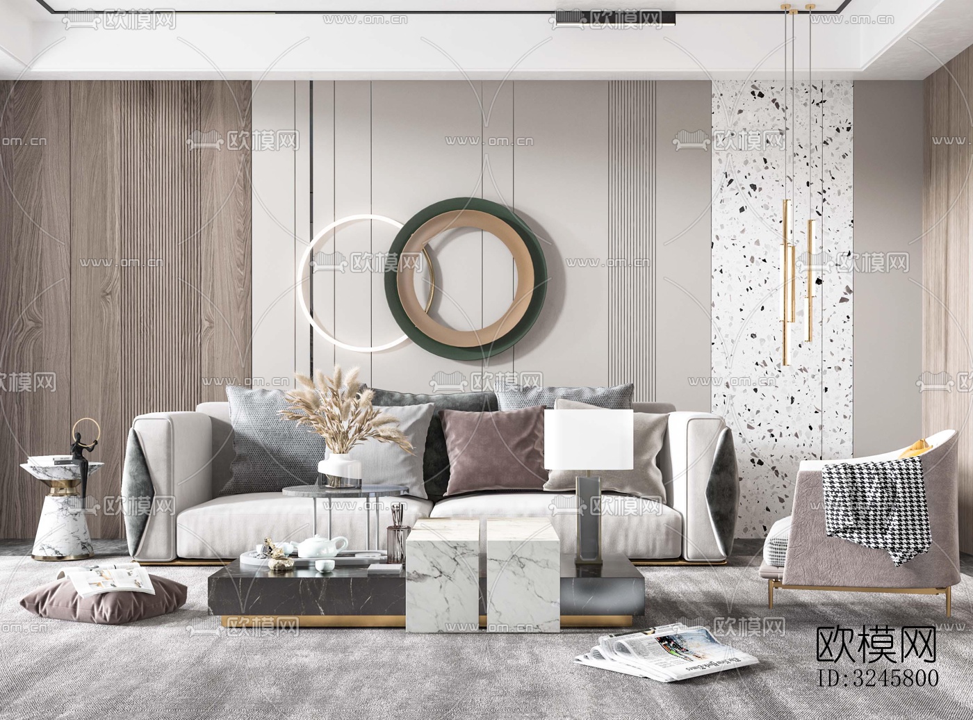 现代客厅效果图下载（渲染图2）