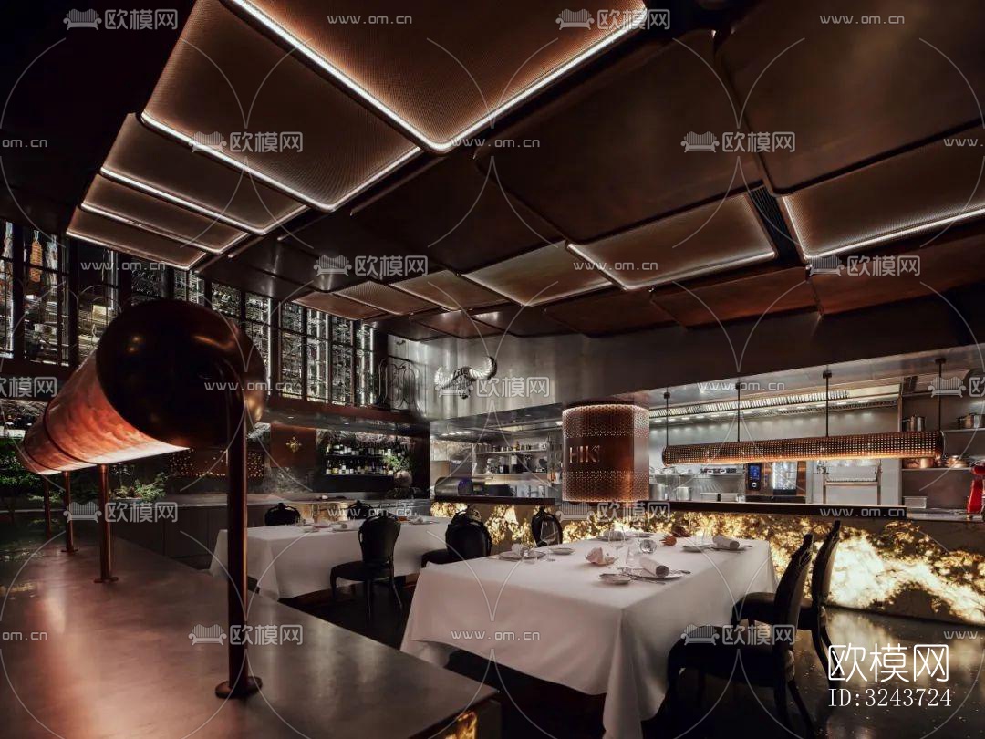 现代西餐厅效果图下载（渲染图6）