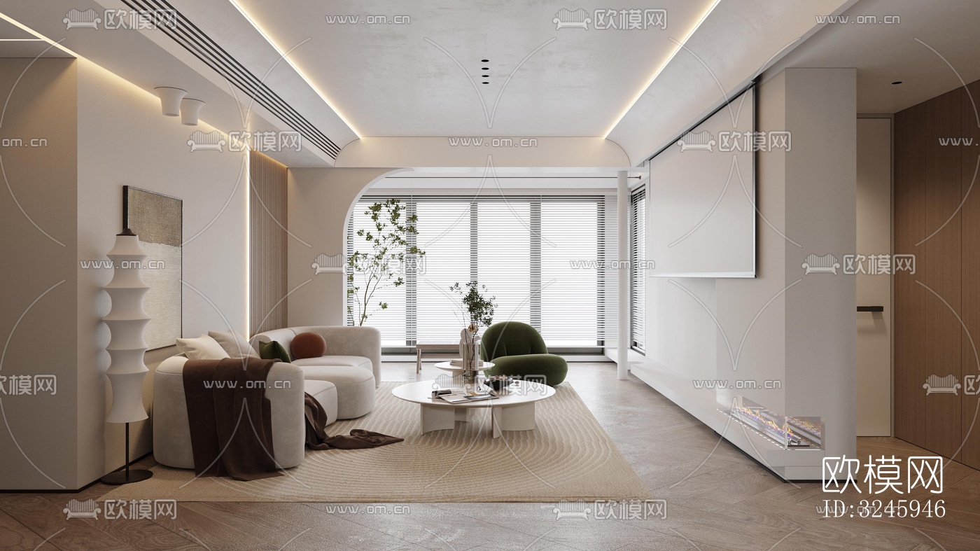 现代客餐厅效果图下载（渲染图7）