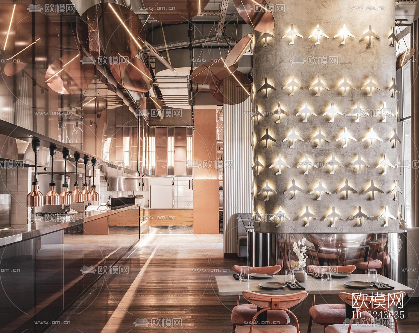 工业风西餐厅效果图下载（渲染图5）