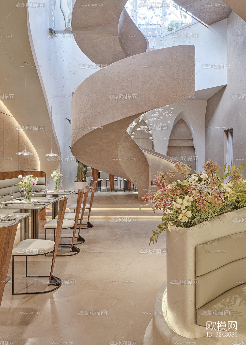 现代西餐厅效果图下载（渲染图2）