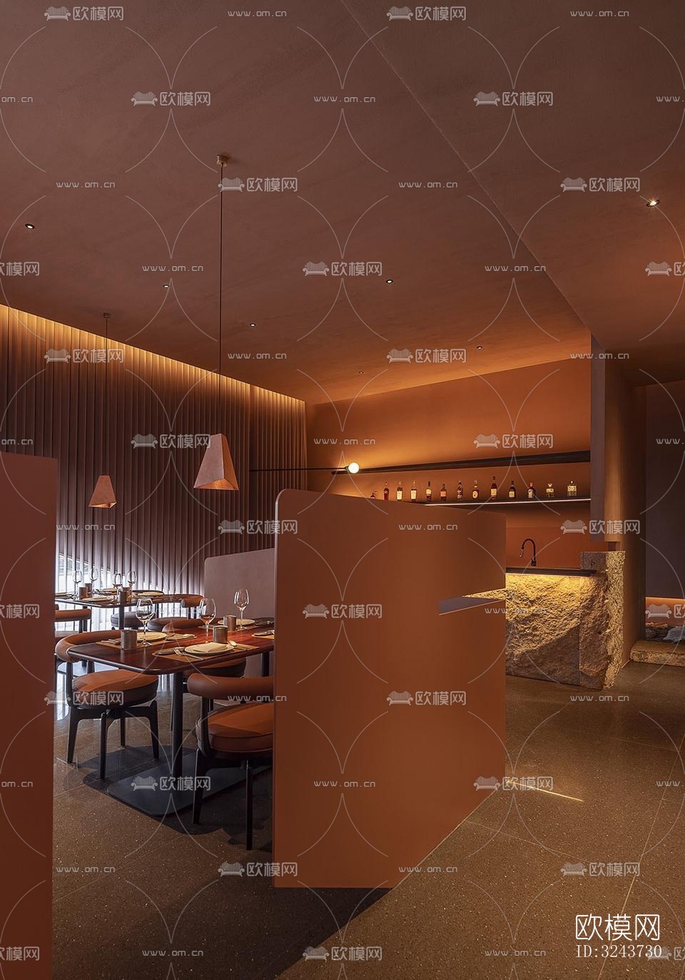 现代西餐厅效果图下载（渲染图17）