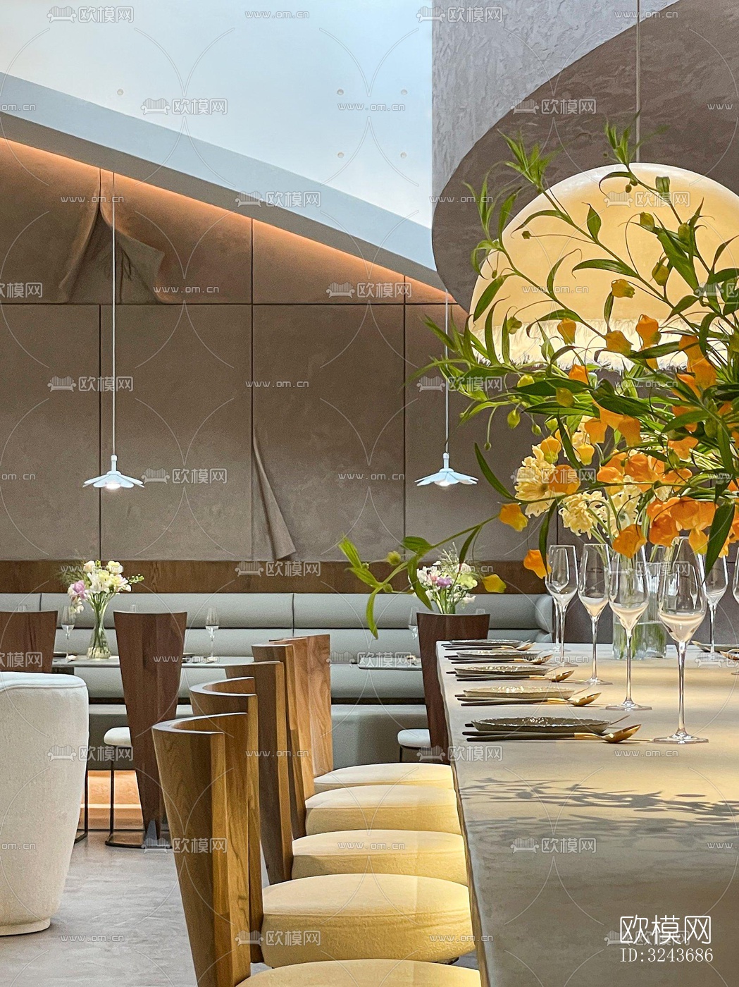 现代西餐厅效果图下载（渲染图15）